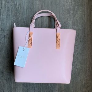 Ted Baker Leather Tote Bag with Adjustable Handles – Pink
